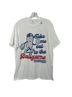 Port & Company Take Me Out To The Ballgame Tshirt Mens Large White Baseball